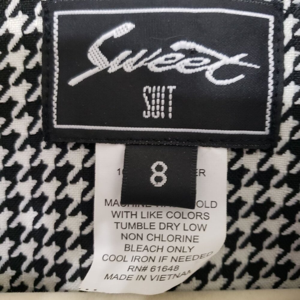 Sweet Suit Houndstooth Career Blazer Jacket Size 8 Dark Academia Structured - Picture 3 of 6